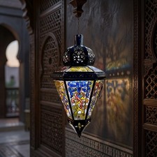 Moroccan Handmade Pendant Light Metal Glass Hanging Lamp Lantern Ceiling Light B