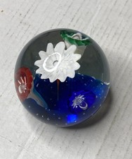 Vintage Unmarked Fratelli Toso Murano Art Glass Paperweight Flowers GLOWS