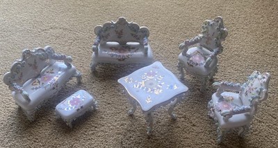 Antique DKF Dornheim, Koch & Fischer Dollhouse Furniture, Settles Chairs Tables