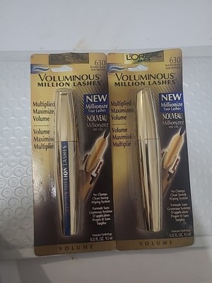 L'Oreal Voluminous Million Lashes Mascara Waterproof #630 Blackest Black 2 Pack