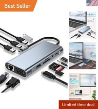 Compact USB C Dongle: 11 Ports, 4K Output, and Fast Charging for Your Devices