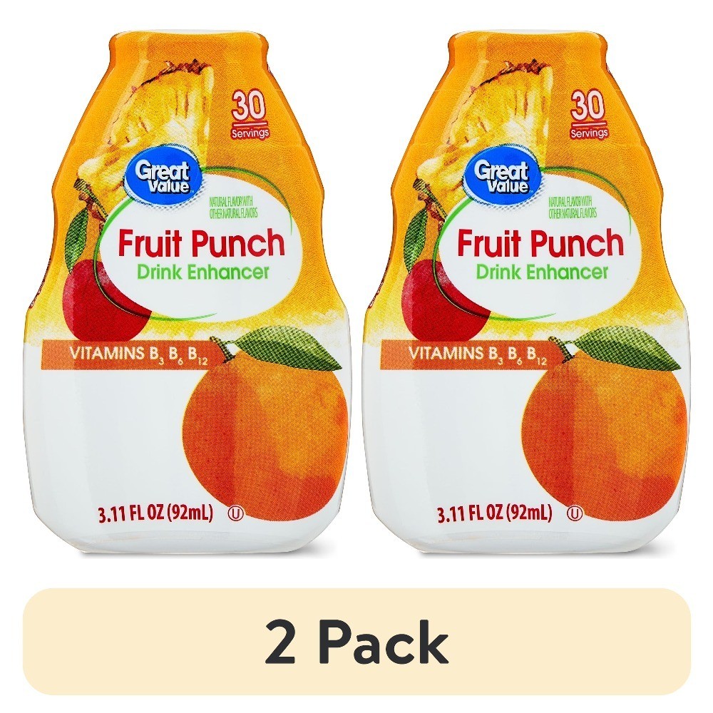 Fruit Punch Liquid Drink Enhancer Water Flavor Drops 2 Pack 3.11 fl oz