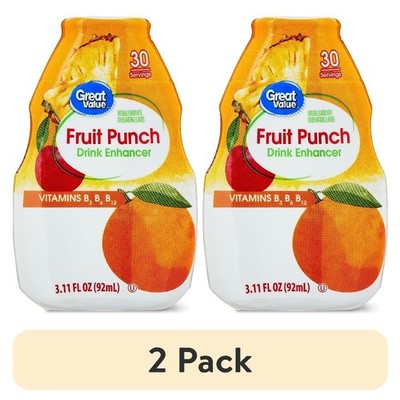 Fruit Punch Liquid Drink Enhancer Water Flavor Drops 2 Pack 3.11 fl oz