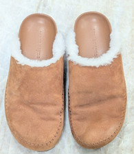 Jenni Kayne 375 Shearling Lined Moc Clog in Saddle Brown Sz 38/ US 7.5-8