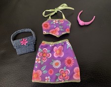 Barbie Curvy Kleidung, Rock, Oberteil,  Haarreif, Tasche