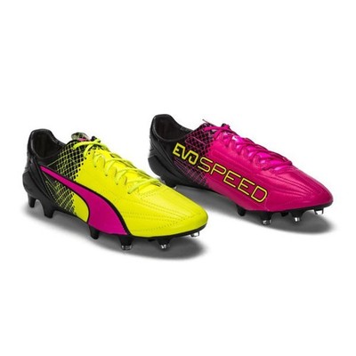 NEW PUMA evoSPEED SL Leather FG Black Safety Yellow Soccer Cleats RARE Tricks