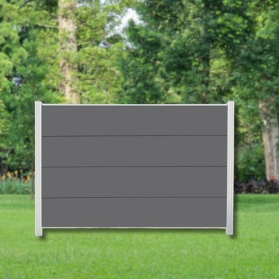WPC Zaun XL Jumbo Komplettset Sichtschutzzaun Alupfosten Anthrazit 180x120 cm