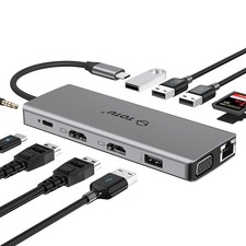 13-in-1 USB-C Hub with Ethernet, 4K HDMI, VGA, PD, SD/TF Cards Reader, Mic/Au...