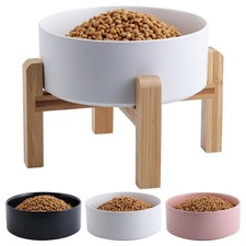 White Elevated/Raised Dog Bowl Ceramic for Small Medium Sized Breed,Dog Food ...
