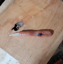 Wood Carving Knife 1 1/2" Blade Leopardwood & Red Heart Handle