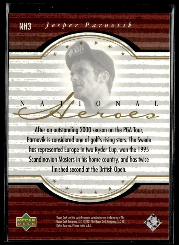 2001 Upper Deck Jesper Parnevik National Heroes HSC - Image 2 of 2