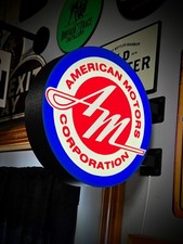 Double Sided Led American Motors Amc Dealership Hanging Lighted Garage Sign