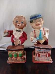 Pair of Vintage Rosko Bartenders Tin Toys As Is - Untested