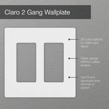 Claro 2 Gang Wall Plate for Decorator/Rocker Switches, Gloss, White CW-2-WH 6PK