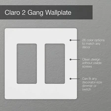 Claro 2 Gang Wall Plate for Decorator/Rocker Switches, Gloss, White(CW-2-WH) 6PK