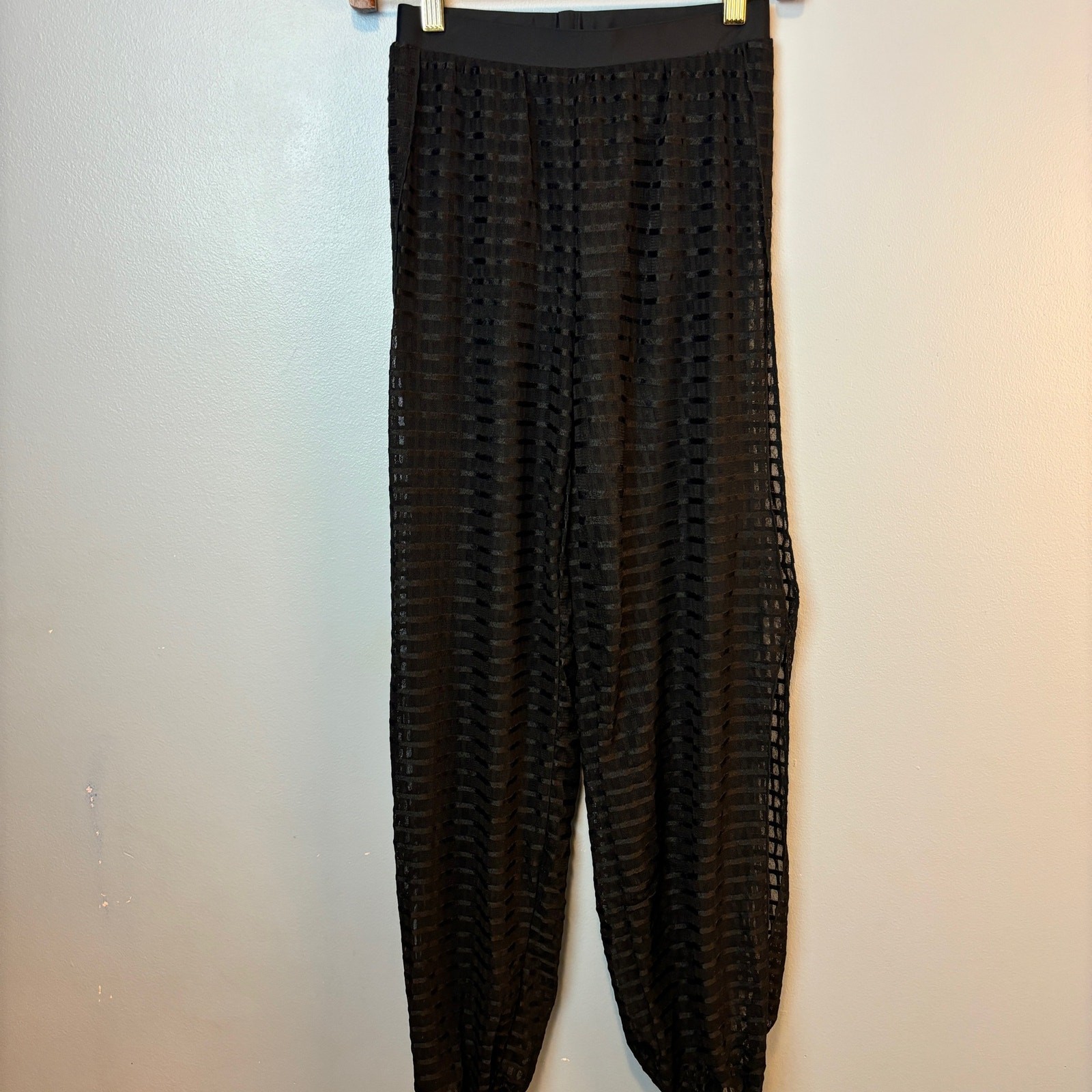 ALTRA Pantalone jogger nero tessuto aperto spacco lati aperti pull on donna XS