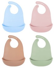 4 PCS Silicone Baby Bibs Waterproof Adjustable Toddler Girls Boys Feeding