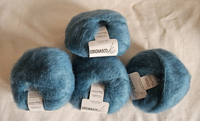 4 New Grignasco yarn baby mohair/silk blend. 25g/skein. Italy.