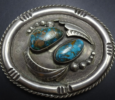 Vintage Dee Morris Silver and Turquoise Leather Belt Dee Morris - Rare 10 Silver And Turquoise Concho Belt +  main image 3
