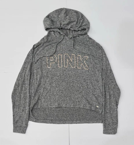 UNDERCOVER Felpa donna rosa Victoria Secret taglia S accogliente pullover felpa con cappuccio lounge morbida grigio
