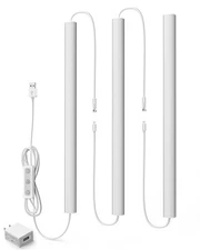 Dimmable USB Under Cabinet Lights - 3 Pack 12" Linkable LED Strips, 6000K Col...