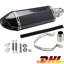 Produktbild - Universal 370mm Motorrad Auspuff Endtopf Schalldämpfer abnehmbar Carbon Stil
