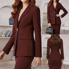 Women One Button Lapel Blazer Suit Ladies OL Work Office Formal Jacket Coat Tops
