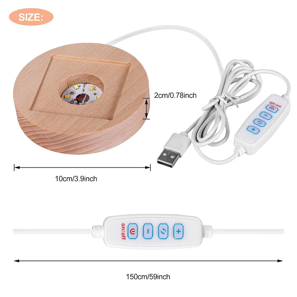 Base de Luz LED para Pirámide de Orgón, Interruptor Ajustable LED de 3 Colores Base de Madera... Foto 2 de 4