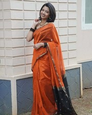 Woven Banarasi Cotton Silk Saree Orange 