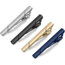 4 Pcs Tie Tack Pins Tie Clips Necktie Bar Pinch Clips Metal Clasps for Men