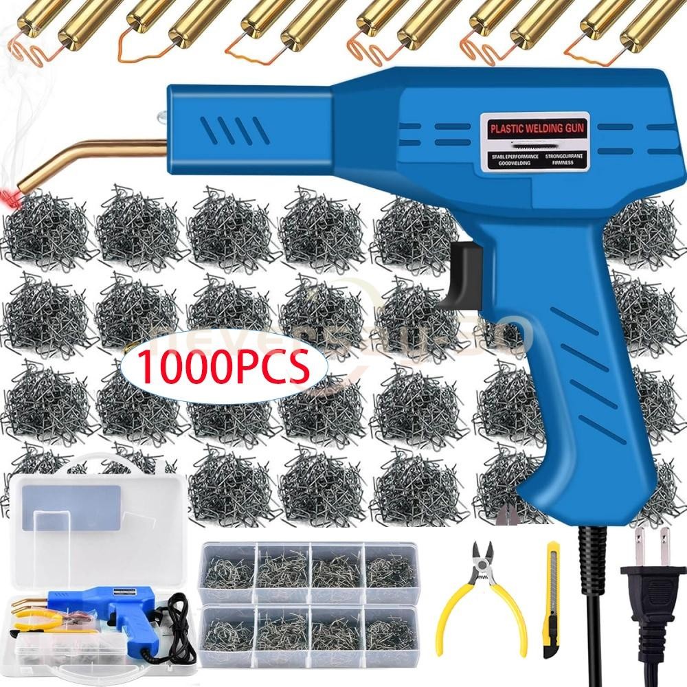 Hot Stapler Car Bumper Fender Welder Gun Plastic Repair Kit 1000 Staples New-image