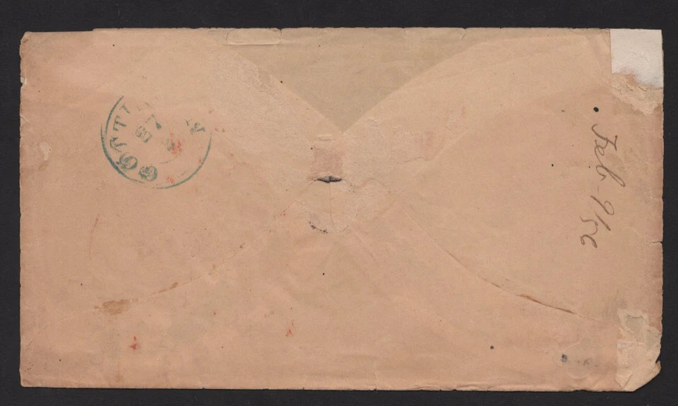 US TO GERMANY "30 CENTS PAID" 1856 N.Y. #27 MAIL FEB. 12 C-31 RED 7 CENT - Image 2 of 2