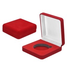 2 Pcs Challenge Coin Display Case, 50mm Velvet Coin Boxes for Gift, Red/White