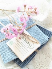 Solwang Wischtuch Blau antik KOMBI gestrickt 2er Set K&uuml;chentuch Sp&uuml;ltuch