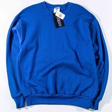 Vintage Jerzees Blank Sweatshirt Large Blue Made in USA 90s Boxy Heavyweight VTG