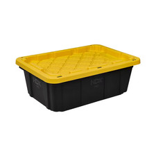 14 Gal. Tough Storage Tote In. Black with Yellow Lid