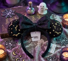 NEW 2026 Disney Parks Halloween Bat Bow Minnie Mickey Mouse Ears Headband NWT