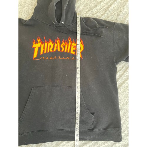 Thrasher Flame Logo Black Hoodie Skate Magazine - Picture 6 of 8