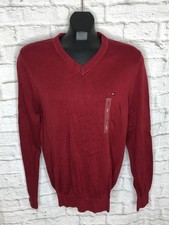 Tommy Hilfiger Burgundy V neck Premium Cotton Pullover Sweater Size S