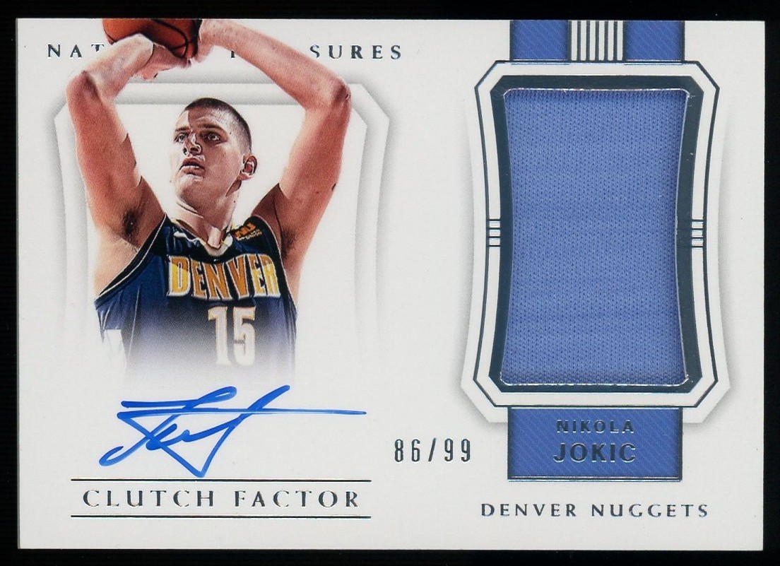 2017-18 National Treasures Clutch Factor Nikola Jokic GU Patch ON CARD AUTO /99