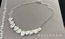 Silpada 925 Sterling Silver Hammered Disc Link Necklace Modernist Retired