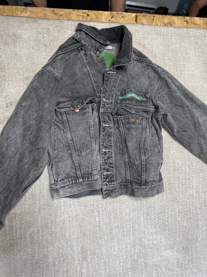 CODE BLEU vintage 80s black acid wash denim trucker jacket Size S Punk Rocker - Image 2 of 4