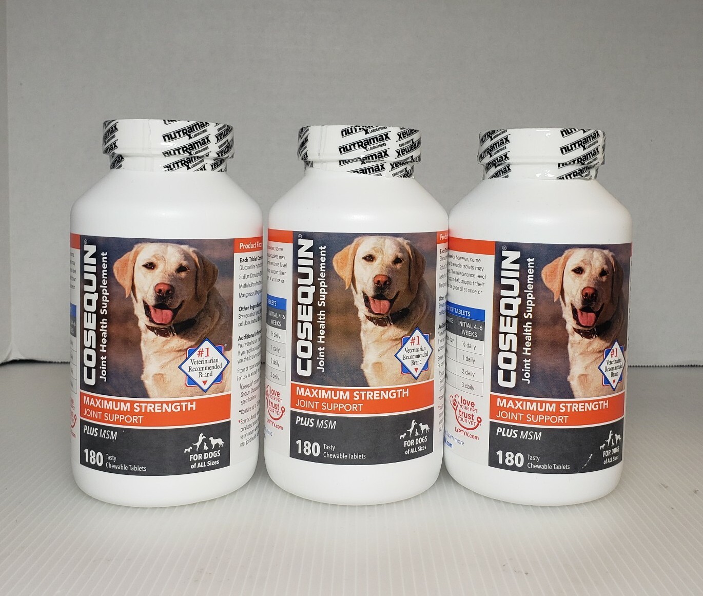 Lot Of 3 Cosequin DS Plus MSM Joint Health Supplement for Dogs 180
