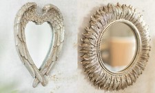 Angel Wings Mirror Silver Ornate Decorative Home Wall Hanging Heart Round