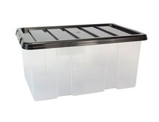 TML Clear Plastic Storage Boxes With Lids Home Office Stackable Containers Box