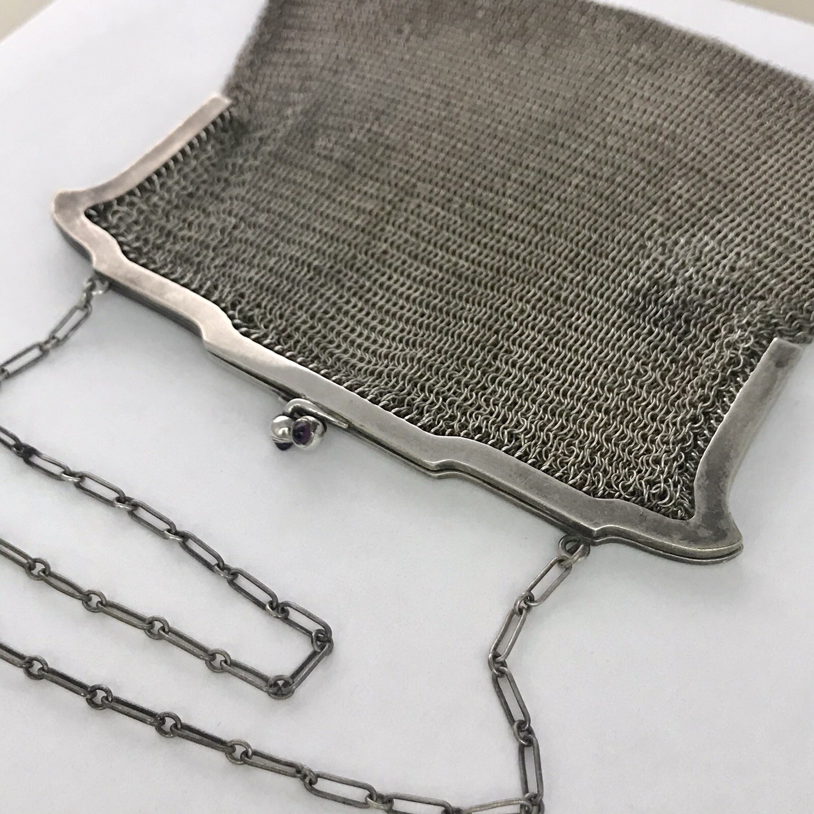 Vintage Whiting & Davis Co Soldered Mesh Purse Handbag Gem