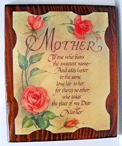 vintage decoupage wood wall plaque dear mother poem roses wooden