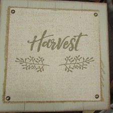 Framed Rustic wood & canvas Sign-"Harvest" Fall Decor, Autumn Leaves12"x12"x1.5"