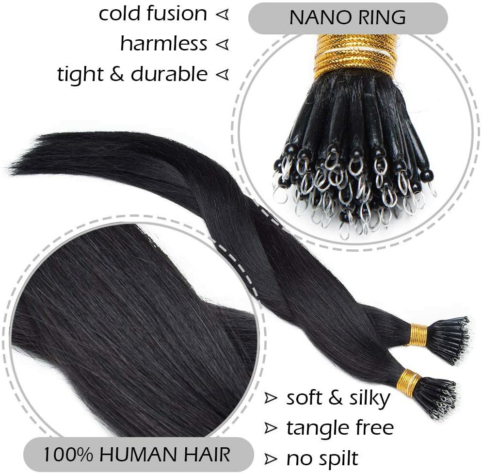 Image 51 -  Nano Micro Beads Nano Ring Tip Remy Human Hair Extensions Platinum  Blonde 20inch