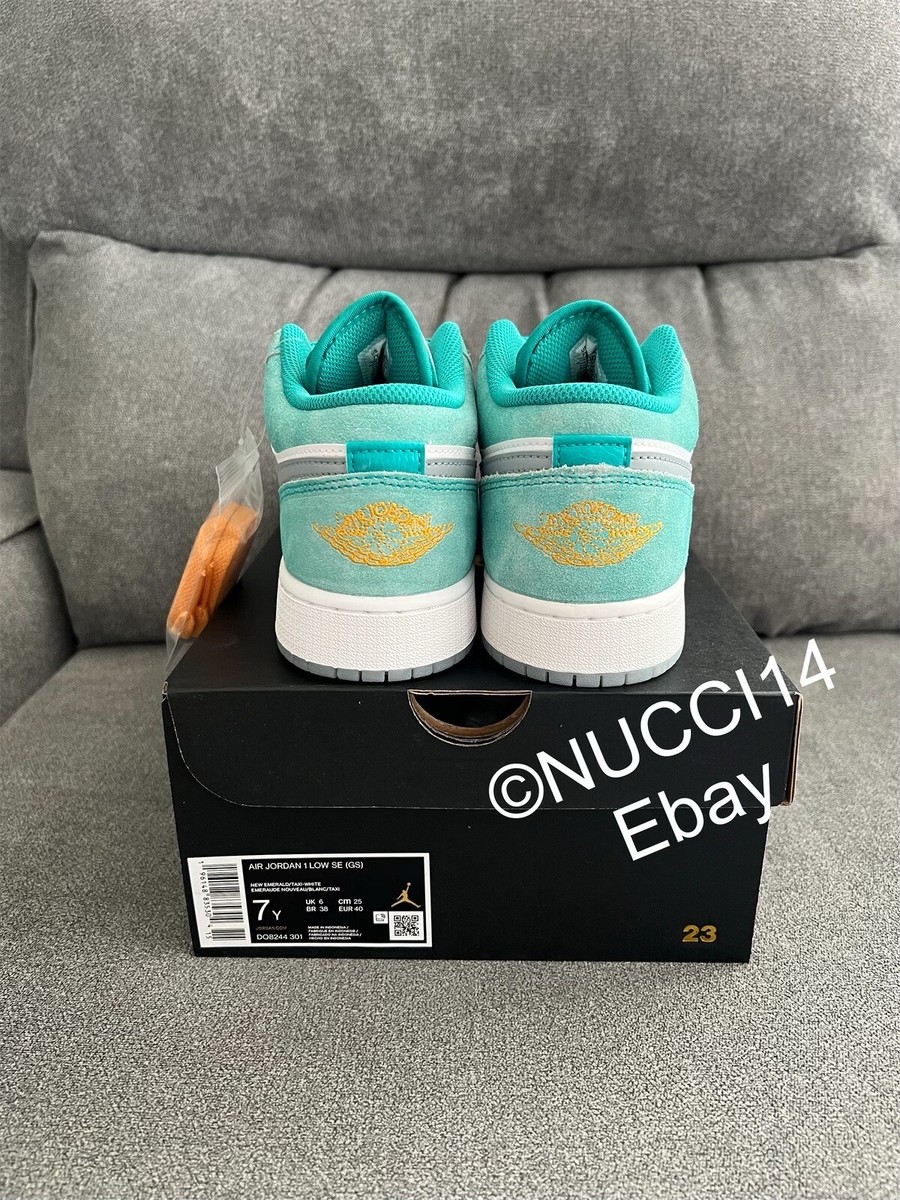 Size 7Y - Nike Air Jordan 1 Low New Emerald White GS with Receipt